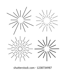Sunburst ink vector set. Vintage and hipster sun rays frames collection. eps 10.