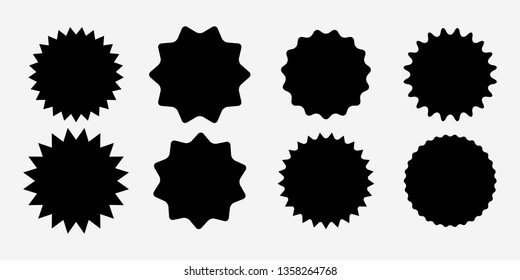 Sunburst label icons. Promo sale starburst sticker. Vector set of black star price tag. Vector illustration EPS10 