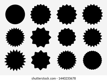 Sunburst label icons. Promo sale starburst sticker. Vector set of black star price tag. Vector illustration EPS10 