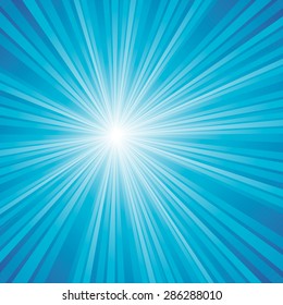 Sunburst light background with blue lines 