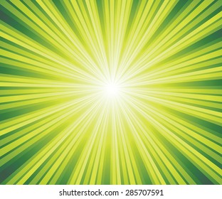 Sunburst light background with green lines 