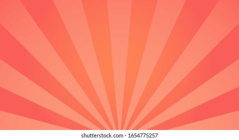 Sunburst light background with sun red ray. Abstract summer sun shine. Orange and yellow colors. Flat vector illustration