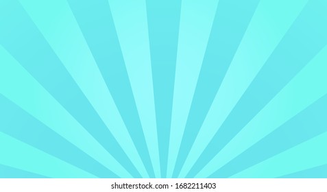 Sunburst light background with sun turquoise ray. Abstract summer sun shine. Orange and yellow colors. Flat vector illustration
