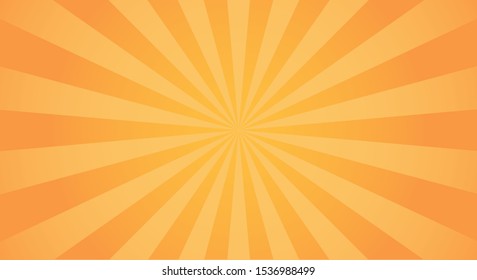 Sunburst light background with sun yellow ray. Abstract summer sun shine. Orange and yellow colors. Flat vector illustration