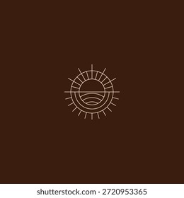 Logotipo da arte da linha Sunburst simbolizando energia, luz e energia radiante.