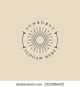 sunburst line art logo template minimalist vector illustration design