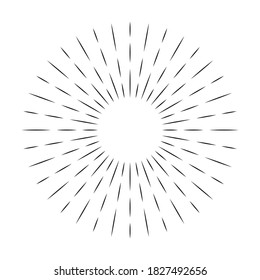 Sunburst line icon isolated on white background, summer web banner, retro circle design, vector illustration