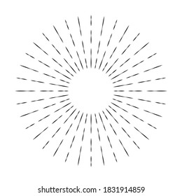 Sunburst line icon isolated on white background, summer web banner, retro circle design, vector illustration