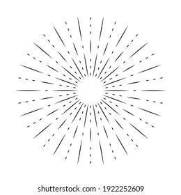 Sunburst line icon isolated on white background, summer web banner, retro circle design, vector illustration .