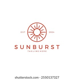 Sunburst Line Simple Vintage Logo Design. Sunshine Icon
