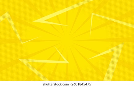 sunburst lines on Yellow Background. Light sun rays pattern with lightning effect