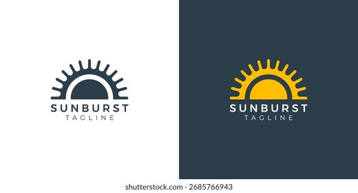 Logotipo Sunburst com design de vetor de estilo linear