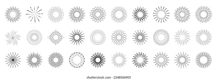 Sunburst logotype icons collection. Sunbeam icons set