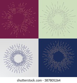 Sunburst on Starburst Element for Logo Creating or using as Icon. Hand Drawing style. 