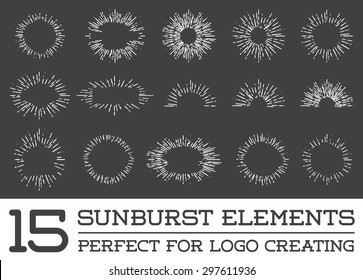 Sunburst on Starburst Element Set for Logo Creating or using as Icon