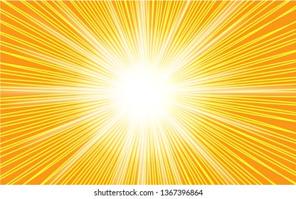 sunburst on yellow and orange color background.sun lights.Ray vector illustration.