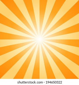 sunburst, orange light ray, vector and illustration background.