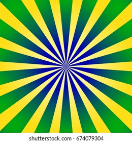 Sunburst Pattern Background. Rays. Radial. Brazil Flag Concept. Vector Illustration
