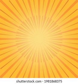 Sunburst Pattern Background. Rays. Summer Banner. Pop art comics book cartoon magazine cover. Vintage backdrop for comic superhero text, speech bubble, message.