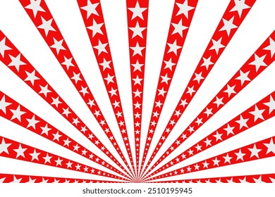 Sunburst pattern background with stars. retro red sunburst background