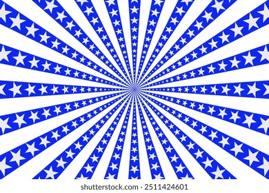 Sunburst pattern background with stars. retro blue sunburst background