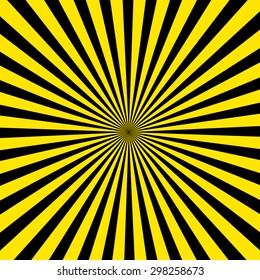 Sunburst pattern, bee background, yellow black retro round lines - vector illustration