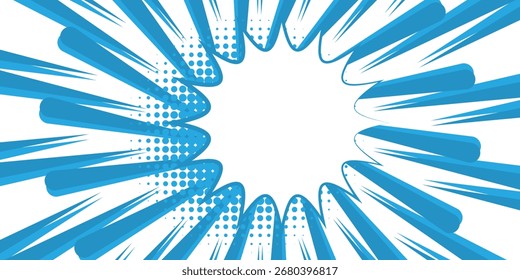 Sunburst pattern blue and white background design. Vintage sunrays illustration swirl line