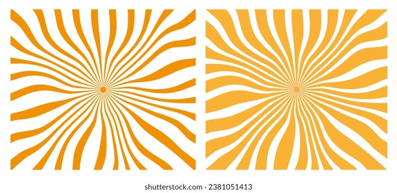 Sunburst pattern with crooked sun rays on a sunny background. Abstract vector illustration with vintage style. Bright and glowing sunbeam concept