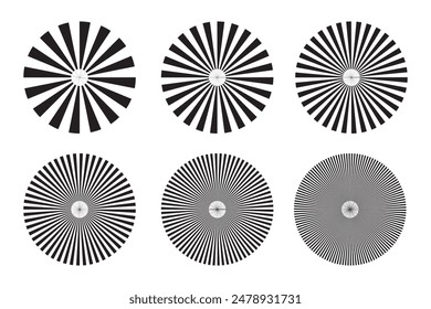 Sunburst pattern design in white background. black and white sunray vector isolated illustration.. Vintage swirling pattern wallpaper. Radial spiral stripes backdrop. . Comic design element.