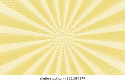 Padrão de explosão solar com pontos. Fundo amarelo de flash solar. Fundo radial dos raios solares. Estrela explodindo estouro japonês rádio desenho animado padrão de fundo abstrato.