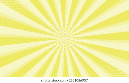 Patrón Sunburst con puntos. Fondo amarillo verdoso de la explosión del sol. Fondo radial del rayo de sol. Explosión de estrellas de radio japonés patrón de dibujos animados de fondo abstracto.