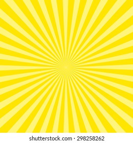 Sunburst pattern, sunrise background, yellow retro round lines - vector illustration