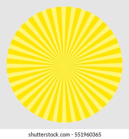 Sunburst pattern, sunrise background, yellow retro round lines - vector illustration