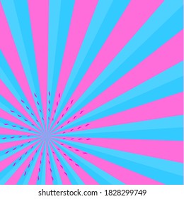 Sunburst pink and blue color rays abstract background wallpaper explosion festival art graphic design vector illustration