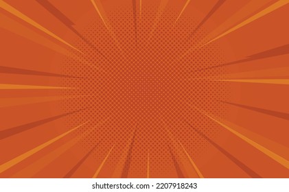 Sunburst pop art red comics book halftone background vector illustration..