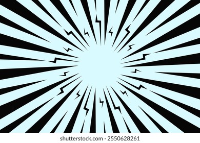 Sunburst pop art,Comic book style background with sunbeam rays,latar kartun manga art vintage vector ilustration