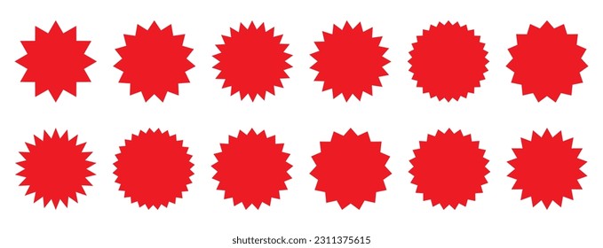 Sunburst promotion tag, bursting sticker promo badges. Explosion star button vector illustration.