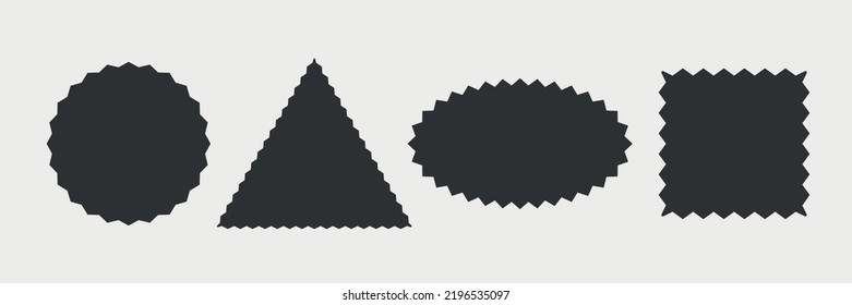 Sunburst promotion tag different shapes. Bursting sticker promo badges. Speech bubbles oval, circle, triangle square. Vector illustration