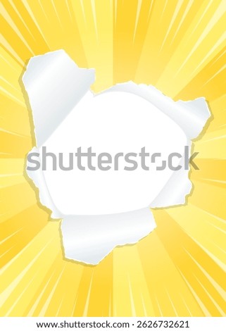 Sunburst and Punched Paper Background, concentration Line Effect, Frame, Vertical