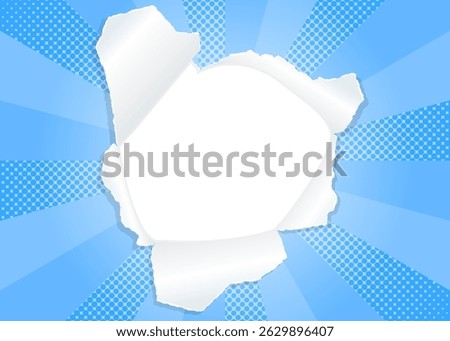 Sunburst and Punched Paper Background, Halftone Dots, Frame