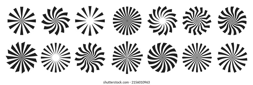 Sunburst radial stripes. Starburst abstract line circle vector background. Sun rise light round decoration elements. Vector illustration.