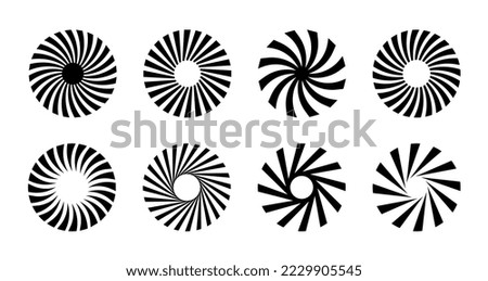 Sunburst radial stripes vector icon set. Starburst collection. Circle sunburst Spiral symbols