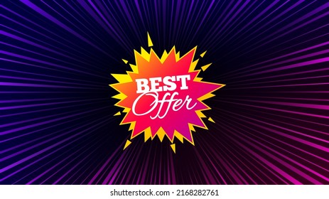 Sunburst ray beam banner. Best offer sticker. Discount banner shape. Sale coupon bubble icon. Offer explosion background. Sun burst ray effect. Best offer badge. Vector