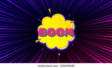 Sunburst ray beam banner. Boom comic cartoon bubble banner. Discount sticker shape. Sale coupon icon. Offer explosion background. Sun burst ray effect. Boom bubble badge. Vector