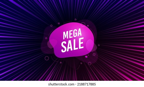 Sunburst ray beam banner. Mega sale sticker. Discount banner shape. Coupon bubble icon. Offer explosion background. Sun burst ray effect. Mega sale badge. Vector