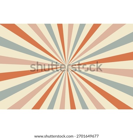 Sunburst ray retro groovy pastel vector background template