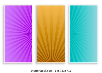sunburst rays empty banners set