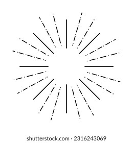 Sonnenbrand-Rays Fireworks Vintage Circular Element Isolation Vektorgrafik