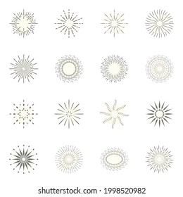 Sunburst Rays Linear Icons Pack 