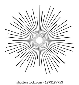 Sunburst rays retro design elements isolated on white background. . Design element for logo, signs. Dynamic style. Vector illustration